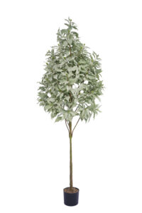 Full view of an Elite Artificial White Ficus Tree with Soft PE foliage for wholesale