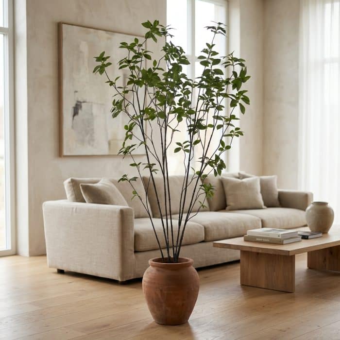 6.5ft Artificial Pepper Tree in Modern Living Room